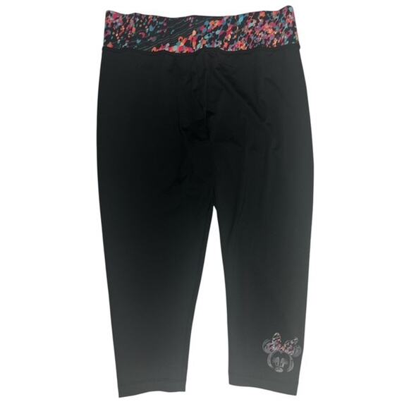 Minnie Mouse Large Capri Pants Disney Park Polka Dot Black Athletic Yoga Legging - Picture 1 of 8